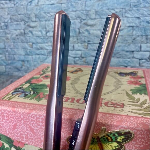 GVP Ceramic Travel Flat Iron Hair Straightener 1 Inch Rose Gold Anti Frizz - Picture 3 of 7